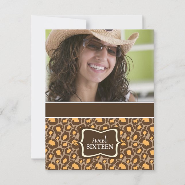 Sweet 16 Birthday Party Invitations {Animal Print} (Front)