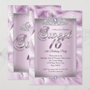 Sweet 16 Birthday Party Lilac Purple Diamond Tiara Invitation