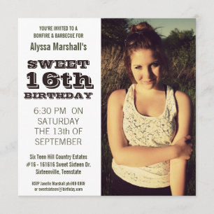 Sweet 16  Birthday Party Outdoor Portrait Photo Invitation