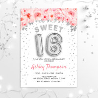Sweet 16 Birthday Party - Pink Silver Balloons