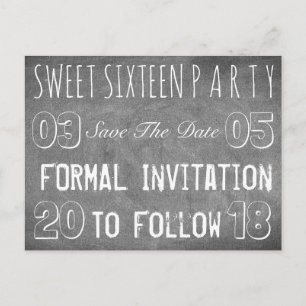 Sweet 16 Birthday Party Save The Date Chalkboard Announcement Postcard