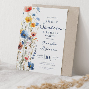 Sweet 16 Birthday Party Wildflower Meadow Invitation