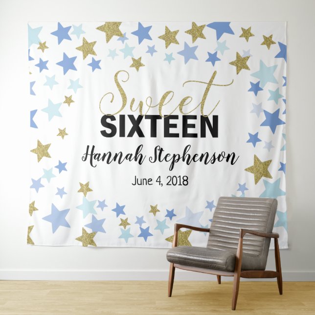 sweet 16 birthday Photo Booth backdrop banner Tapestry (In Situ (Horizontal))