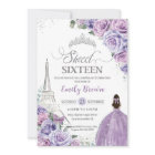 Sweet 16 Birthday Purple Floral Paris Eiffel Tower