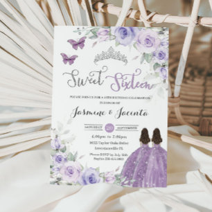 Sweet 16 Birthday Purple Lilac Floral Princesses Invitation