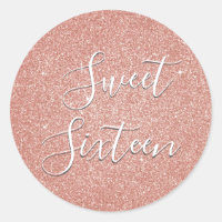 Sweet 16 Birthday Rose Gold Blush Pink Glitter