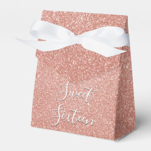 Sweet 16 Birthday Rose Gold Blush Pink Glitter Favour Box