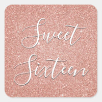 Sweet 16 Birthday Rose Gold Blush Pink Glitter