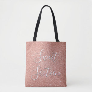 Sweet 16 Birthday Rose Gold Blush Pink Glitter Tote Bag