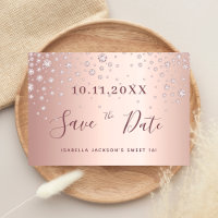 Sweet 16 birthday rose gold diamonds