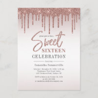 Sweet 16 Birthday Rose Gold Script Party