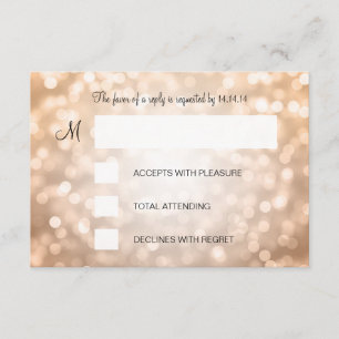 Sweet 16 Birthday RSVP Copper Glitter Lights Card