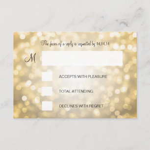 Sweet 16 Birthday RSVP Gold Glitter Lights Card