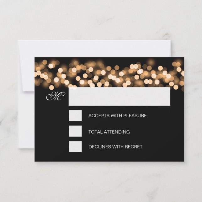 Sweet 16 Birthday RSVP Hollywood Glam Gold Card (Front)