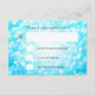 Sweet 16 Birthday RSVP Turquoise Glitter Lights Card