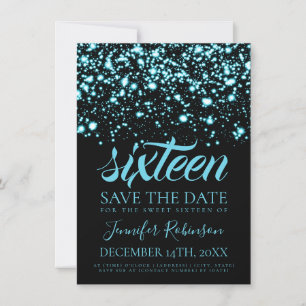 Sweet 16 Birthday Save The Date Teal Glam