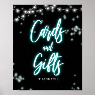 Sweet 16 Birthday Teal Neon Cards and Gifts Sign