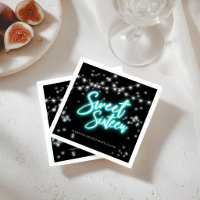 Sweet 16 Birthday Teal Neon Glow Dark Party