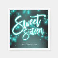 Sweet 16 Birthday Teal Neon Glow Dark Party