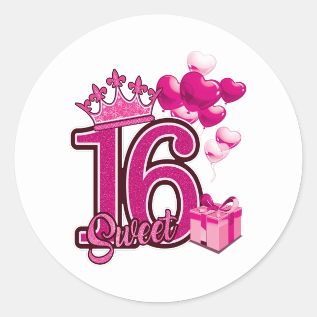 Sweet 16 Birthday White Stickers (Front)