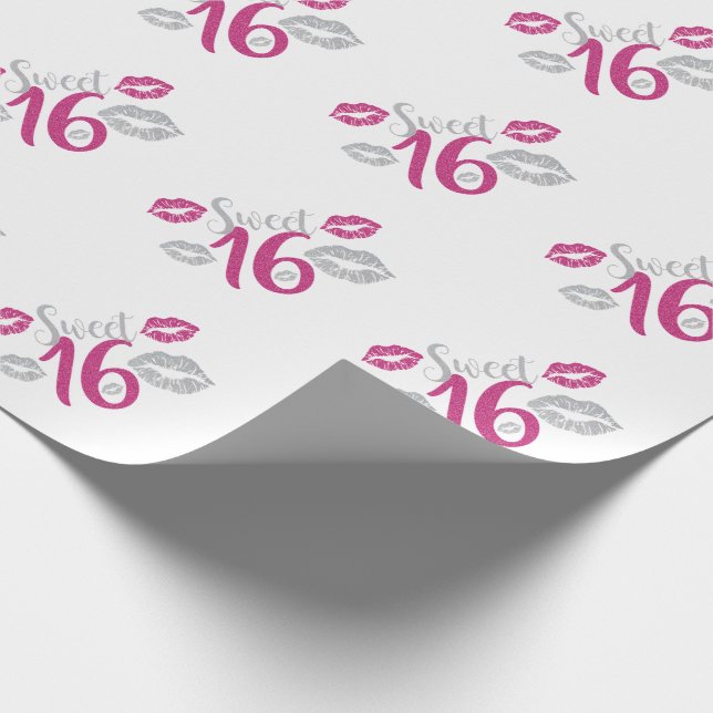 Sweet 16 Birthday Wrapping Paper (Corner)