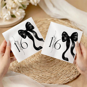 Sweet 16 Black Bow Party Napkins