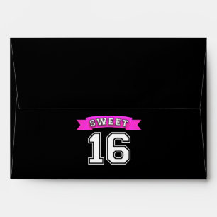 Sweet 16 Black & Pink Sports Birthday Party Envelopes