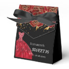 Sweet 16 black red dress flowers thank you
