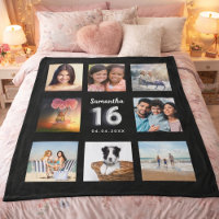 Sweet 16 black silver photo collage name