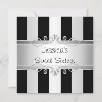 Sweet 16 Black & Silver Stripe Jewel Party