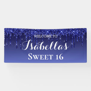 Sweet 16   Blue Dripping Glitter Banner