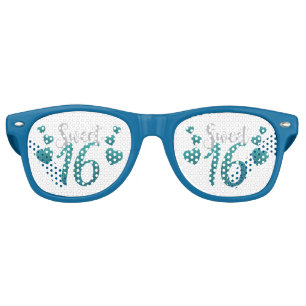 Sweet 16 Blue Hearts Retro Sunglasses