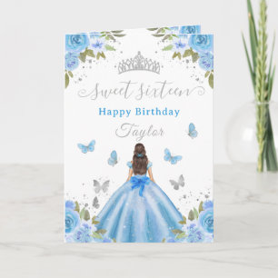 Sweet 16 Blue Princess Brunette Girl Card