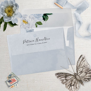 Sweet 16 Blue Watercolor Flowers Envelope