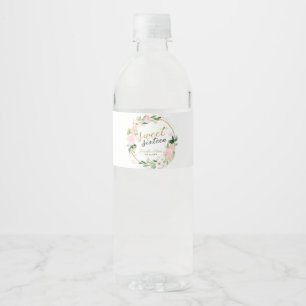 Sweet 16 Blush Floral Pink Butterfly Water Bottle Label