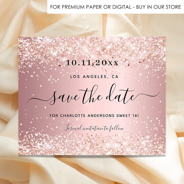Sweet 16 blush pink budget save the date flyer (Creator Uploaded)