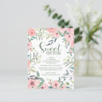 Sweet 16 Blush Pink Flowers Sage Green Leaves