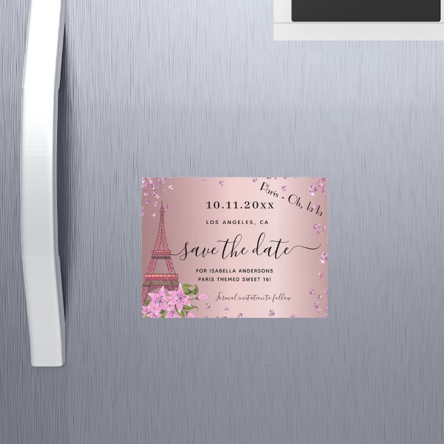 Sweet 16 blush pink paris save the date magnet (Creator Uploaded)