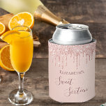 Sweet 16 blush rose gold glitter drips name can cooler<br><div class="desc">A cooler for a girly and glamorous Sweet 16th birthday party with the girls. A faux rose gold background with an elegant faux rose gold glitter drips, paint drip look. The text: Sweet Sixteen is written in dark rose gold with a large modern hand lettered style script. Tempate for a...</div>