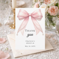 Sweet 16 bow pink pearls
