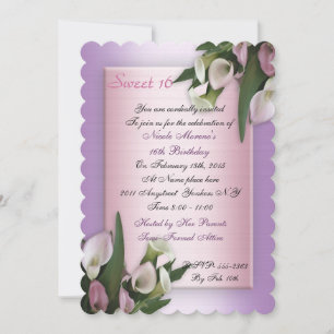 Sweet 16 calla lily birthday invitation elegant
