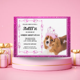 Sweet 16 Cavalier King Charles Spaniel Invitation