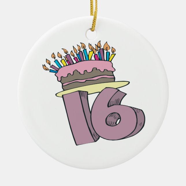 Sweet 16 ceramic tree decoration (Front)
