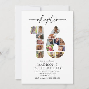Sweet 16 Chapter Photo Birthday Invitation