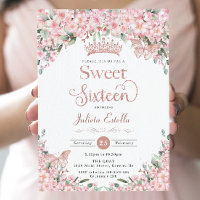 Sweet 16 Cherry Blossoms Rose Gold Butterflies