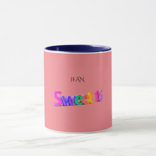 Sweet 16 combo mug/custom name. mug