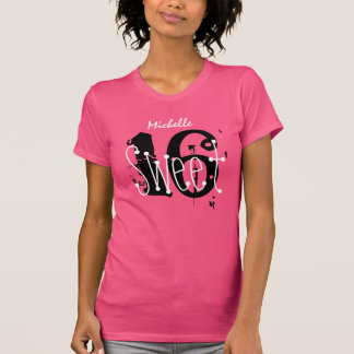 Sweet 16 Custom Name Birthday Gift Grunge Text V01 T-Shirt