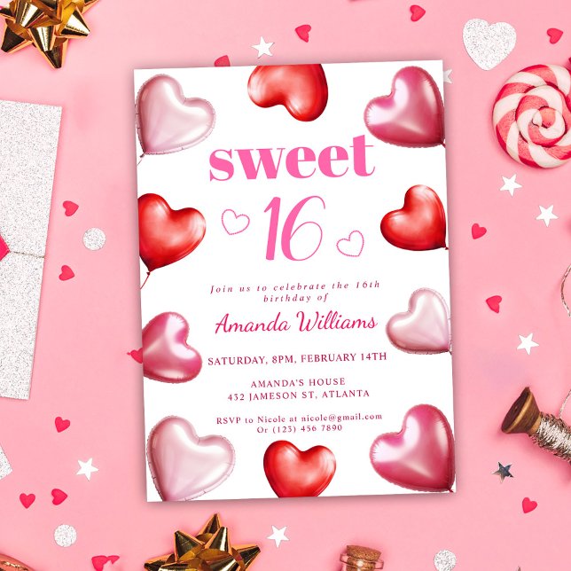 Sweet 16 Cute Pink Chic Girly Birthday Party Invitation (Sweet 16 Cute Pink Chic Girly Birthday Party Invitation)