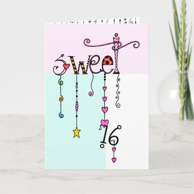 Sweet 16 Dangles Birthday Card (Front)
