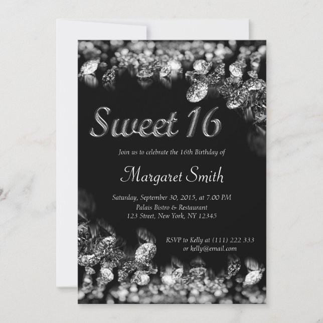 Sweet 16 Diamonds Invitation (Front)